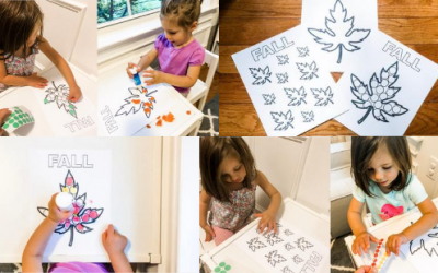 Fall Leaf Fine Motor and Coloring Printable Activity for Toddlers