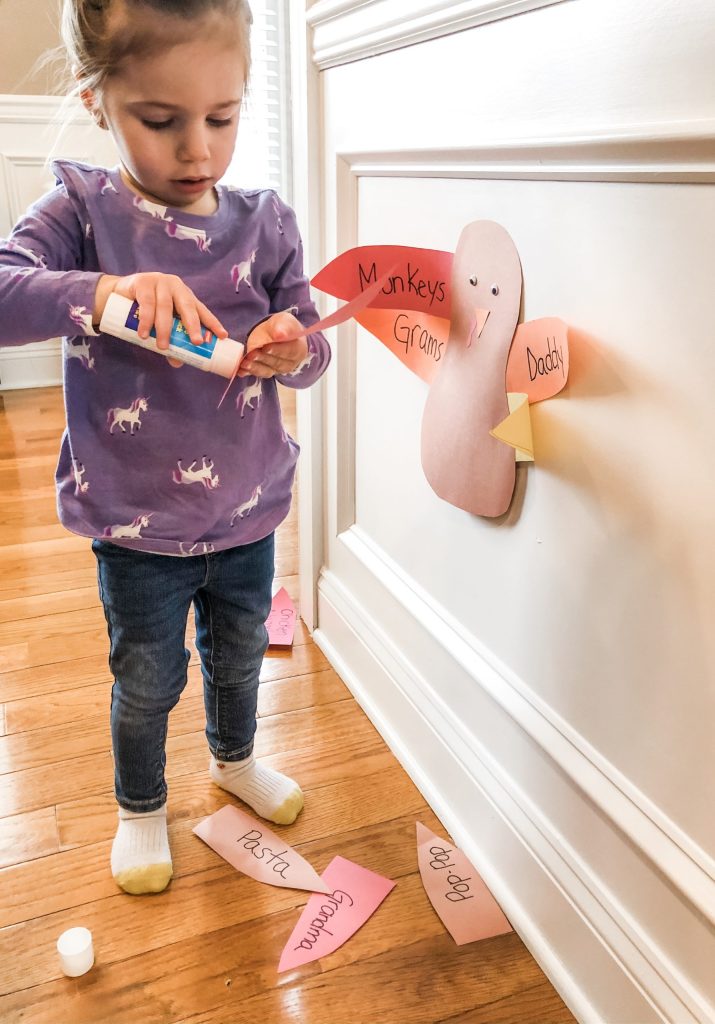 Try this thankful turkey Thanksgiving activity for your toddler or preschooler. Practice their cutting skills, learning colors, and being grateful.