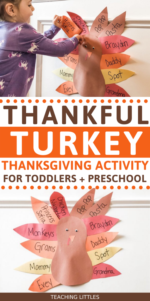 Try this thankful turkey Thanksgiving activity for your toddler or preschooler. Practice their cutting skills, learning colors, and being grateful.