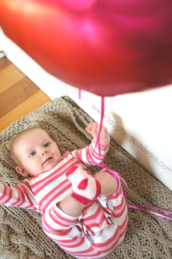 Here are several baby activities for your 3 to 4 month old. Playing with your baby will stimulate their senses & improve motor development, cognition, and language
