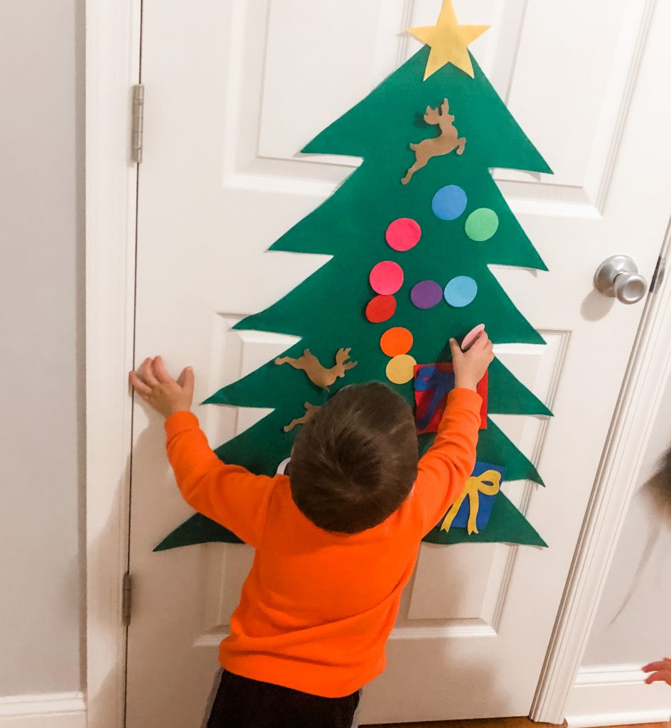 With a felt Christmas tree, your toddler can have their own tree to decorate all season long and you don't have to worry about a mess!