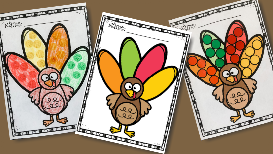 Teach your toddlers and preschoolers to learn and identify colors with this turkey color matching activity free printable for Thanksgiving