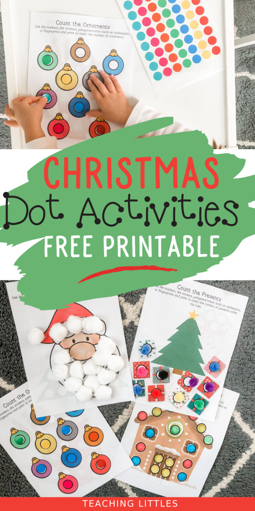 Use these free printable Christmas dot activity pages to practice fine motor and visual motor skills with your toddler or preschooler.