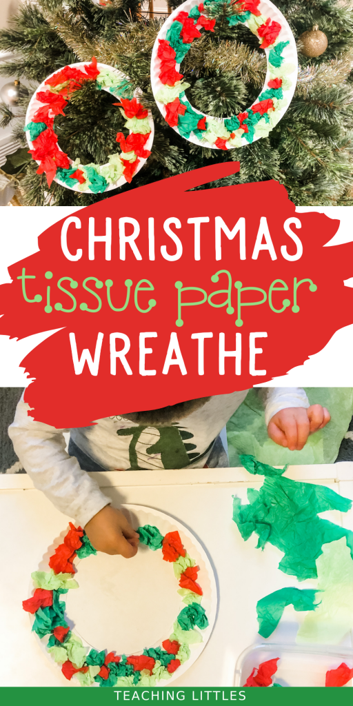 Toddlers and Preschoolers will love this fun tissue paper Christmas activity. Help them build fine motor skills, math and language skils