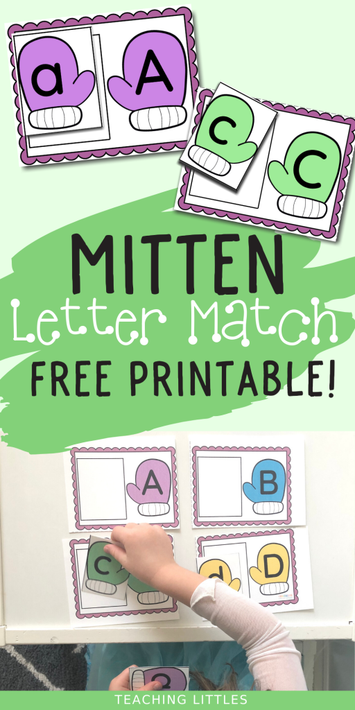 Teach children how to recognize & match uppercase and lowercase letters with this free printable winter activity for toddlers & preschoolers