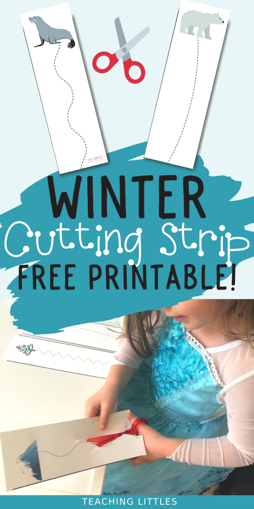 Get these free printable winter cutting strips for your preschooler to practice cutting and easily learn how to cut with safety scissors