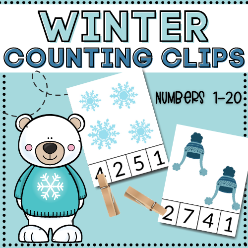 This free printable winter activity involves counting, fine motor skills, & learning for toddlers & preschoolers learning number recognition