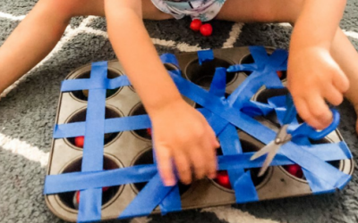 Muffin Tin Trap and Rescue for Preschool Cutting Practice