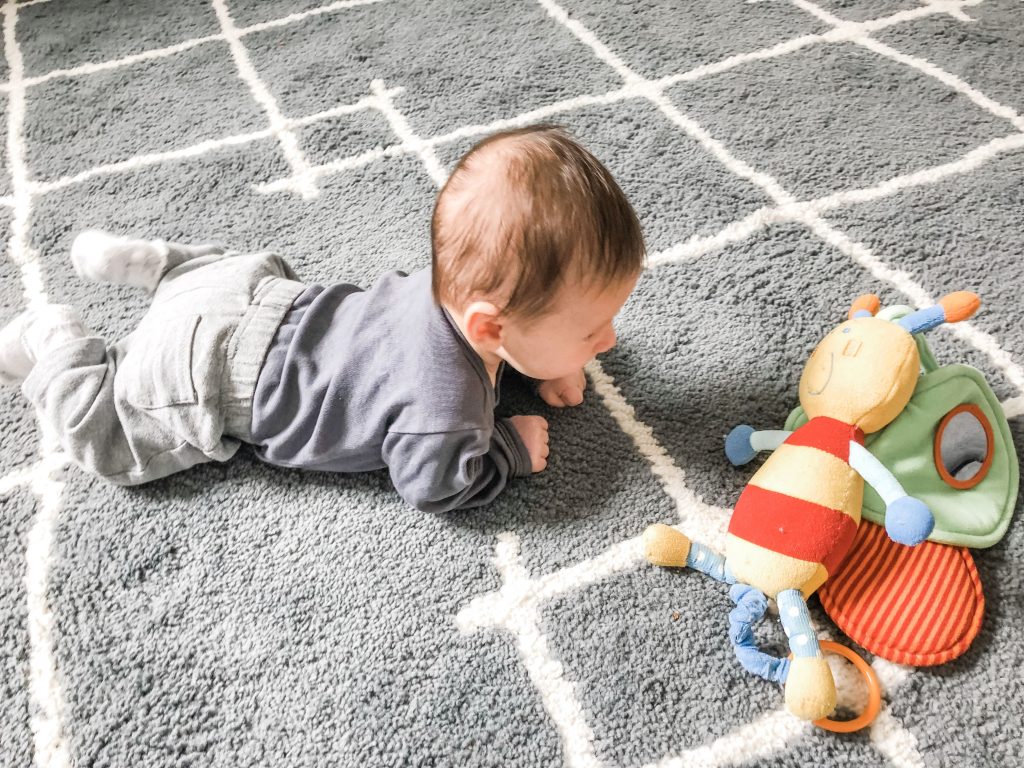 Here are several baby activities for your 3 to 4 month old. Playing with your baby will stimulate their senses & improve motor development, cognition, and language