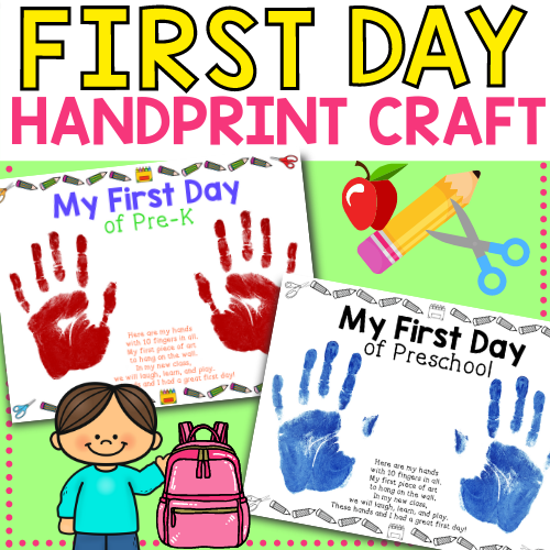 Use this first day of preschool handprint craft and activity for your little ones to decorate the room and a keepsake for parents