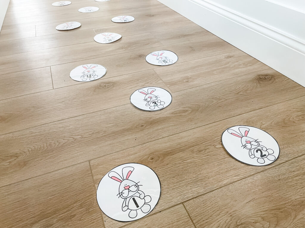 This fun Easter Bunny Hop gross motor activity will be a hit for your preschoolers if they love hopscotch. Bonus: Free printable!