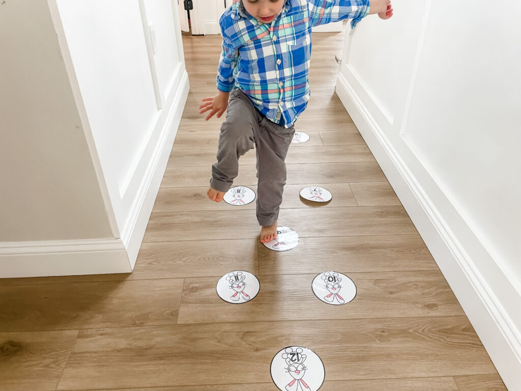 This fun Easter Bunny Hop gross motor activity will be a hit for your preschoolers if they love hopscotch. Bonus: Free printable!