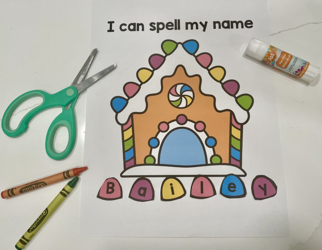 If you are looking for some fun ideas for learning activities in December - this fun gingerbread house name printable is perfect!