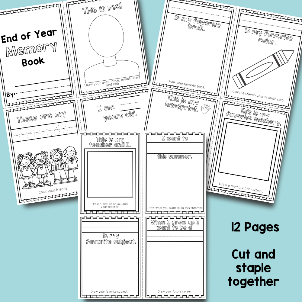 This Free Printable End of School Year Mini Memory Book is a way for students to reflect on their school year and document their current life