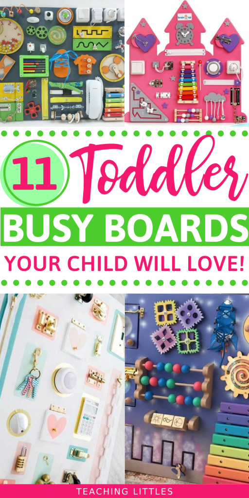 Get creative by making your own toddler busy board for your child so they can learn & explore sensory objects & toys in one place.