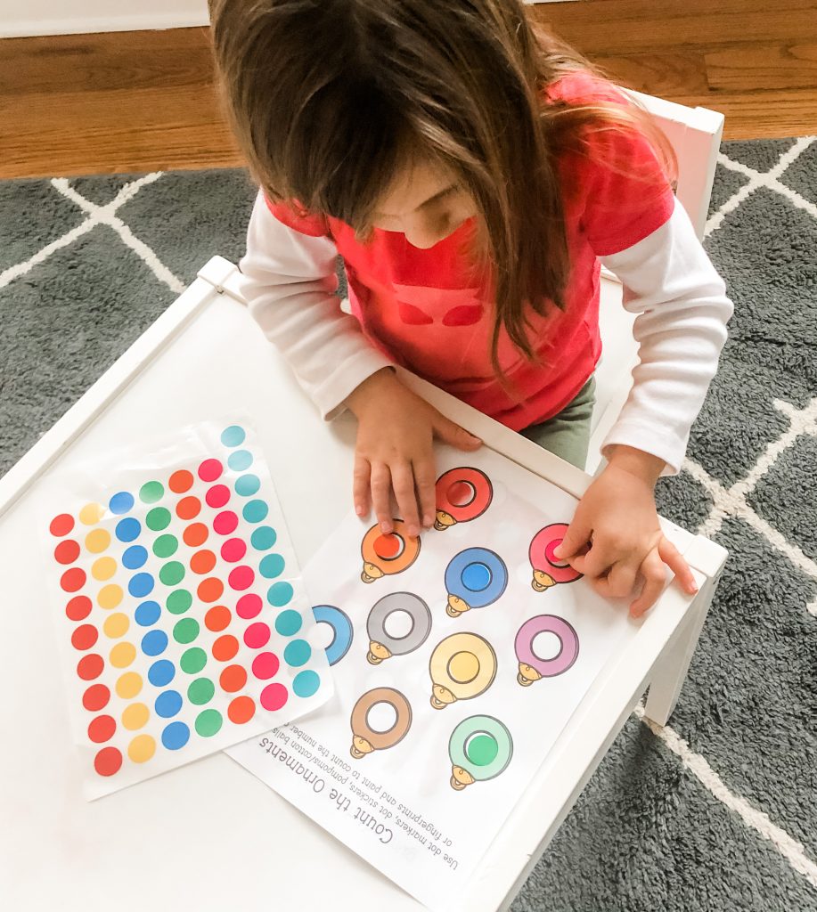 Use these free printable Christmas dot activity pages to practice fine motor and visual motor skills with your toddler or preschooler.