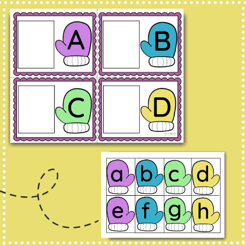 Teach children how to recognize & match uppercase and lowercase letters with this free printable winter activity for toddlers & preschoolers