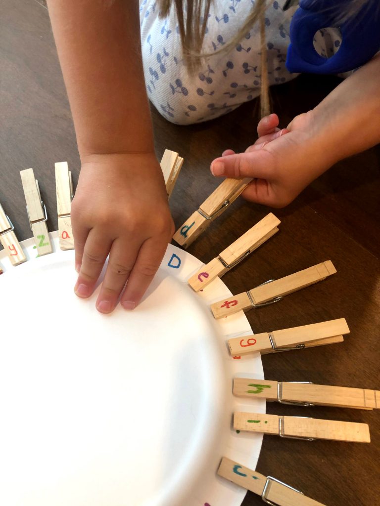 This is a simple and easy activity to teach your toddler or preschooler letters of the alphabet and provides fine motor practice as well
