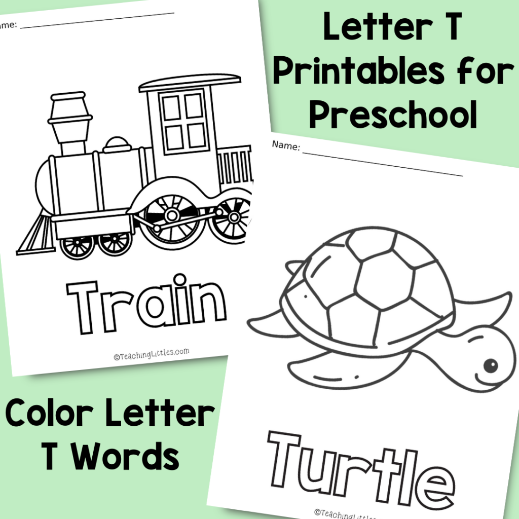 Theses letter T printables for preschoolers give students the opportunity to learn the letter T in no-prep fine motor and sensory activities.  