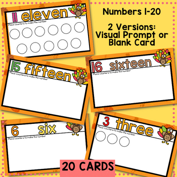 Your preschool students will learn basic math counting & practice fine motor skills with free printable Thanksgiving counting number mats